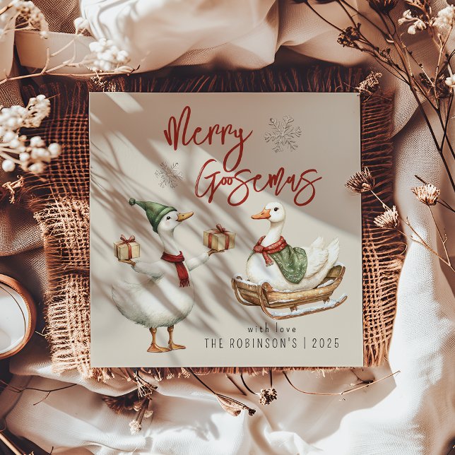 Merry Goosemas | Whimsical Goose Christmas Holiday Card (Creator Uploaded)