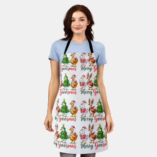 Merry Goosmas Christmas Funny Goose Tri-Blend Shir Apron