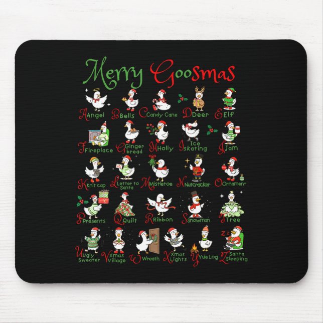 Merry Goosmas Christmas Silly Goose A To Z Cute De Mouse Mat (Front)