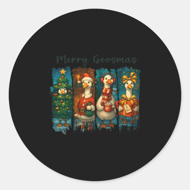 Merry Goosmas - Just A Jolly Goose - Christmas Goo Classic Round Sticker (Front)