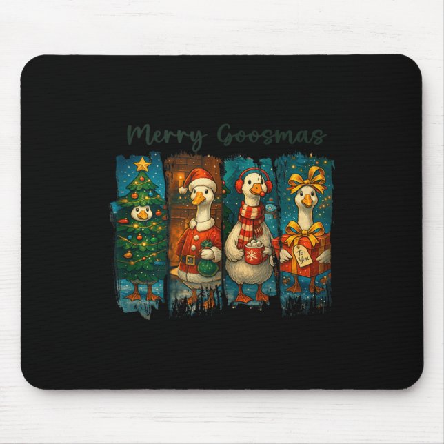 Merry Goosmas - Just A Jolly Goose - Christmas Goo Mouse Mat (Front)