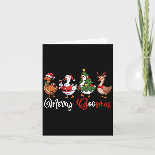 Merry Goosmas Silly Goose Christmas Funny Xmas Wom Card (Front)