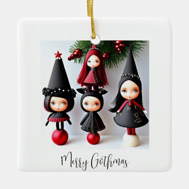 "Merry Gothmas" Ceramic Ornament (Front)