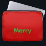 Merry Green Name on Red Laptop Sleeve<br><div class="desc">Merry Green Name on Red Christmas</div>