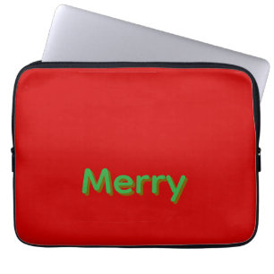 Merry Green Name on Red Laptop Sleeve
