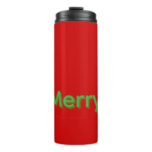 Merry Green Name on Red Thermal Tumbler