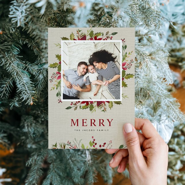 Merry Greenery | Magnetic Holiday Photo Card (Creator Uploaded)