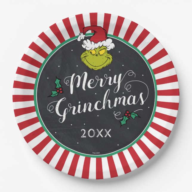 Merry Grinchmas | Grinch Holiday Party Paper Plate (Front)