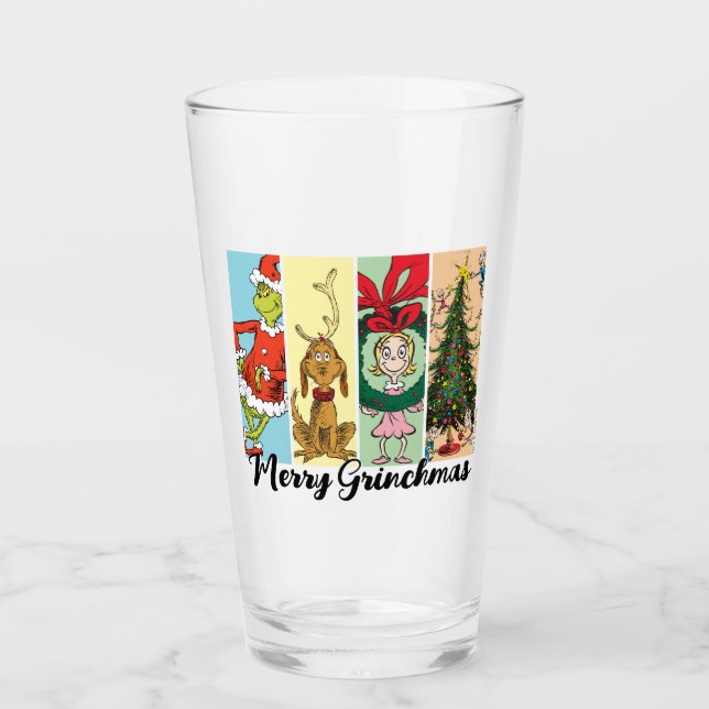 Merry Grinchmas Holiday Collage Glass (Front)