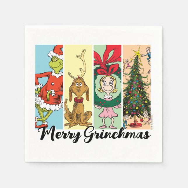 Merry Grinchmas Holiday Collage Napkin (Front)