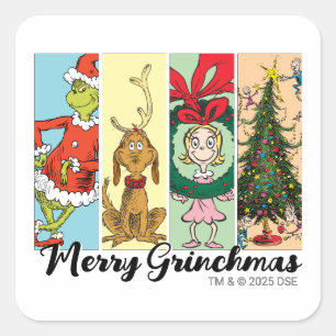 Merry Grinchmas Holiday Collage Square Sticker