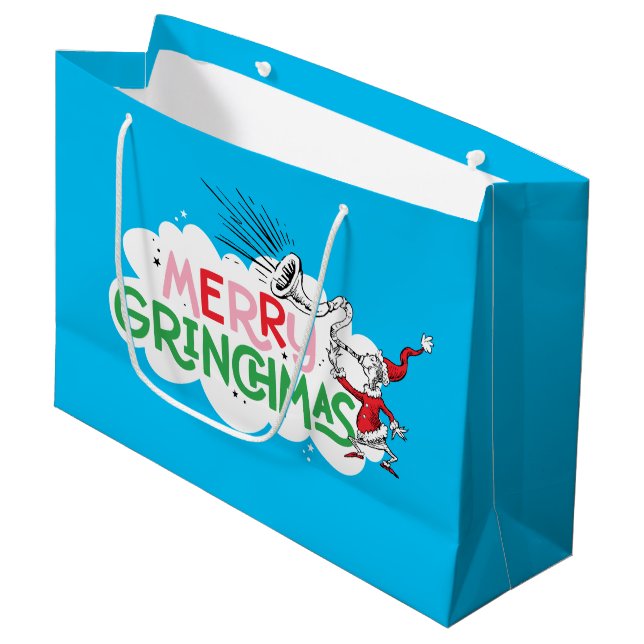 Merry Grinchmas Mister Grinch Large Gift Bag (Front Angled)