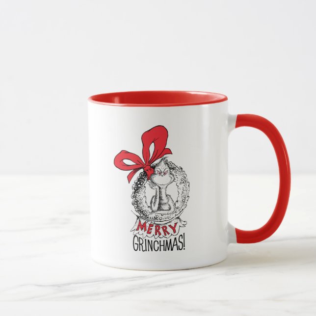 Merry Grinchmas Wreath Grinch Mug (Right)