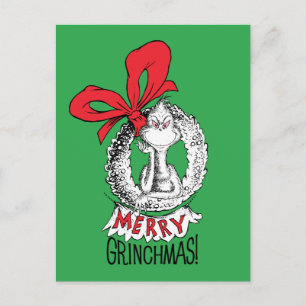 Merry Grinchmas Wreath Postcard