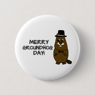 Merry Groundhog Day 6 Cm Round Badge