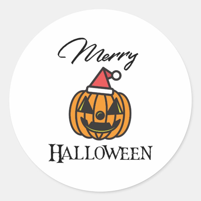 Merry Halloween, Halloween Christmas, Humor Hallow Classic Round Sticker (Front)