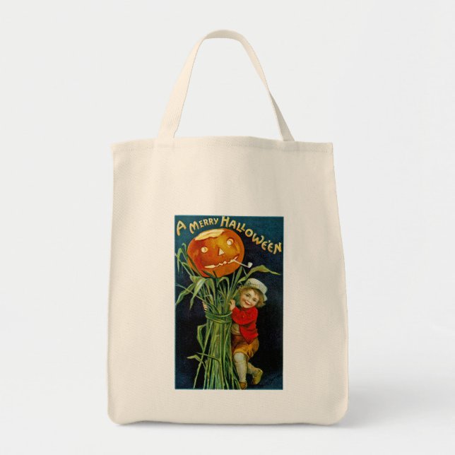 Merry Halloween Jack o' Lantern Tote Bag (Front)