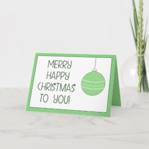 Merry Happy Christmas Green Joy Holiday Card