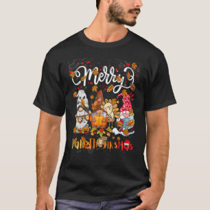 Merry Happy Hallothanksmas Gnomes Halloween Thanks T-Shirt