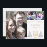 Merry Happy Tan Modern 3 Photo Collage Holiday Card<br><div class="desc">Photo templates make designing your own 3 photo collage holiday cards a breeze with this modern Merry Happy Everything design in white and tan. Add your favourite large photo on the left with two smaller pictures on the upper right above MERRY HAPPY EVERYTHING in mixed tan fonts. Personalise with your...</div>