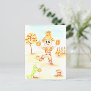 Merry harvest little ginger boy postcard