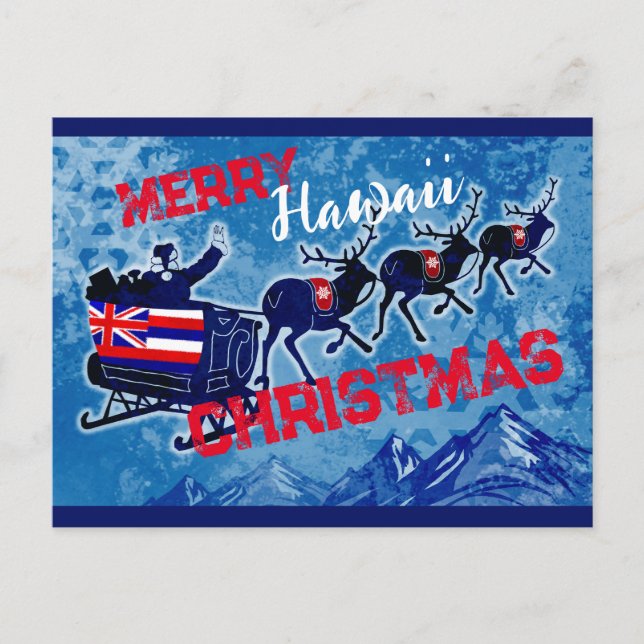 Merry Hawaii flag Christmas postcard (Front)