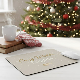 Merry Hearth: Cozy Winter Nights Minimalist Mousep Mouse Mat