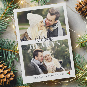 Merry Hearts Romantic Christmas Photo Holiday Card