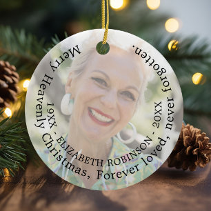 Merry Heavenly Christmas Photo Memorial Ceramic Tree Decoration