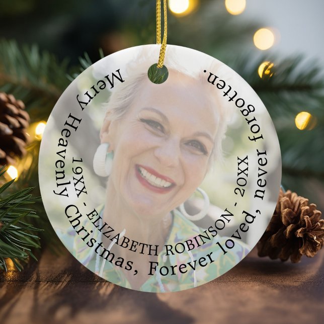 Merry Heavenly Christmas Photo Memorial Ceramic Tree Decoration (Creator Uploaded)