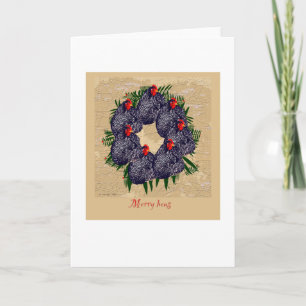 Merry Hens Christmas wreath (backyard chickens) Holiday Card