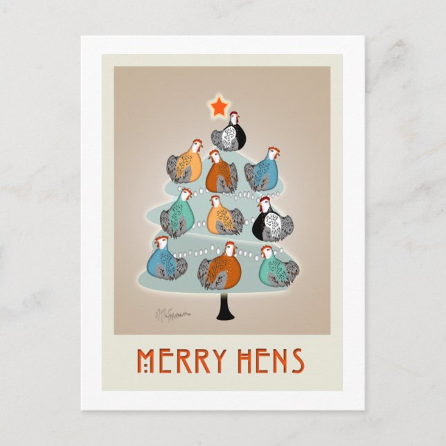 Merry hens in a tree Christmas Card (Front)
