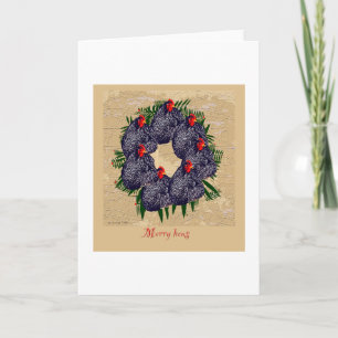 Merry hens Wreath Card