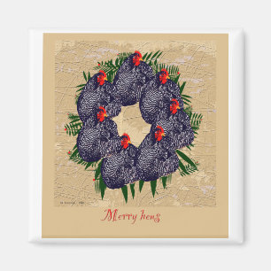 merry hens wreath gifts magnet