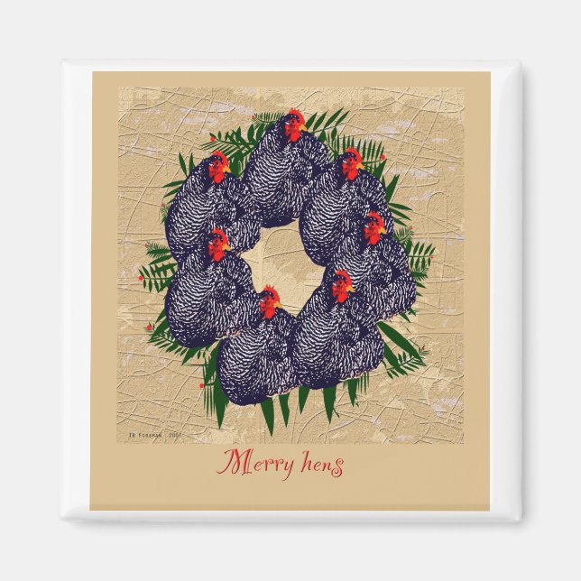 merry hens wreath gifts magnet (Front)