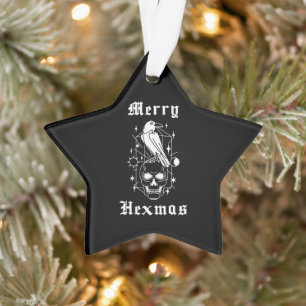 Merry Hexmas Witch Skull Spooky Witchcraft Ornament