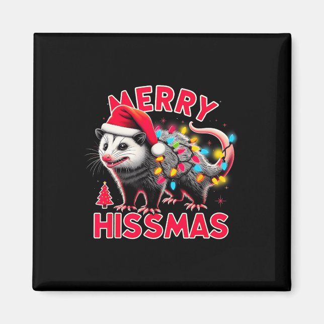 Merry Hissmas Funny Possum Christmas Xmas Hilariou Magnet (Front)