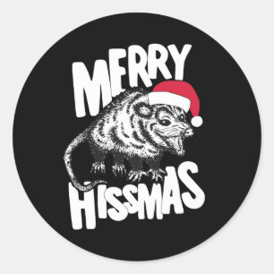 Merry Hissmas Funny Ugly Christmas Sweater Party Classic Round Sticker