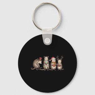 Merry Hissmas Opossum Christmas Santa Hat Xmas Lig Key Ring