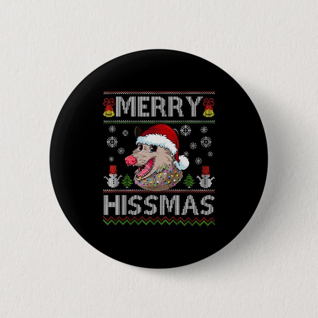 Merry Hissmas Ssum Christmas Ossum Lover Ugly Swea 6 Cm Round Badge (Front)