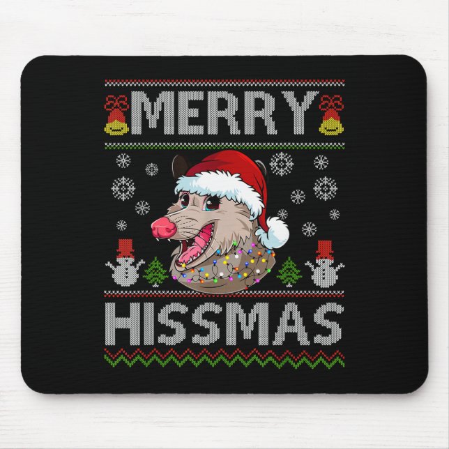 Merry Hissmas Ssum Christmas Ossum Lover Ugly Swea Mouse Mat (Front)