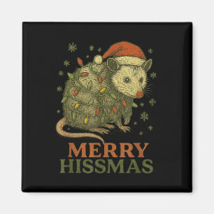 Merry Hissmas Ssum Santa Hat Xmas Light Men Women Magnet