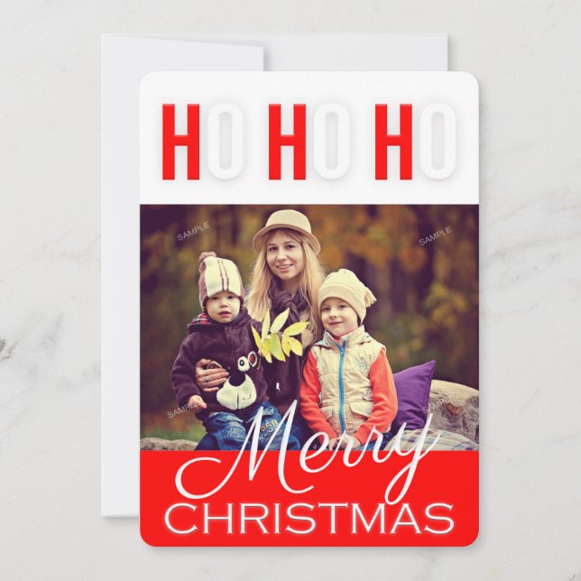 Merry Ho Ho Ho Christmas Greetings Photo Card (Front)