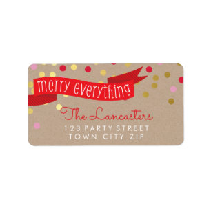 MERRY HOLIDAY BANNER stylish gold confetti kraft Label