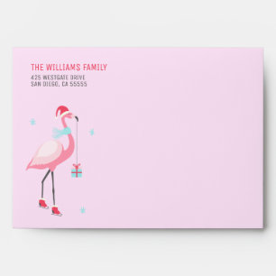 Merry Holiday Christmas Santa Claus Flamingo Envelope