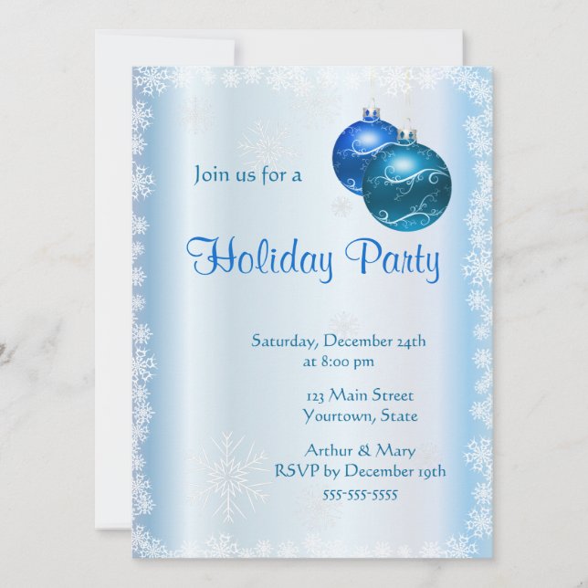 Merry  Holiday Party on Ice-blue Invitation (Front)