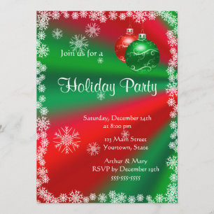 Merry Holiday Party on Red and Green Invitation