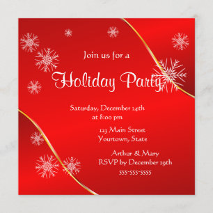 Merry  Holiday Party on Red Invitation