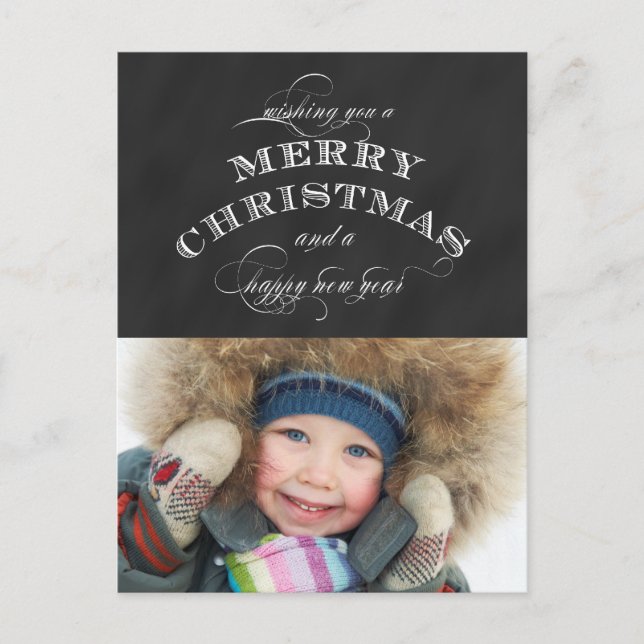 MERRY HOLIDAY PHOTO POSTCARD | CHALKBOARD (Front)