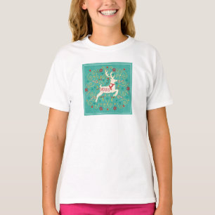 Merry Holiday Teal Reindeer T-Shirt